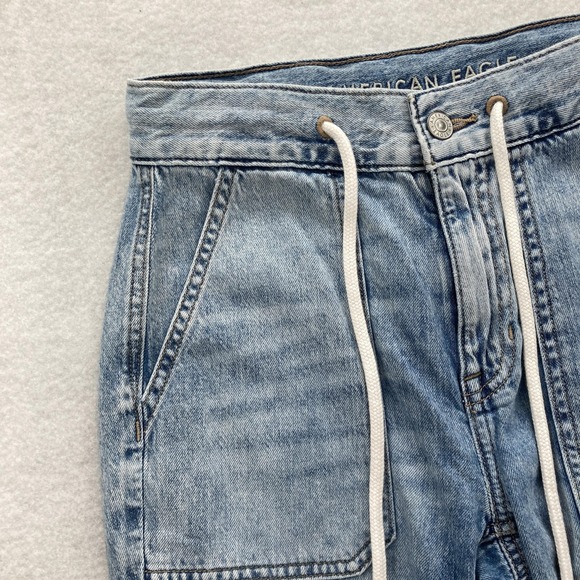 American Eagle Jeans Womens 00 Light Wash Cargo Jogger Drawstring Elastic Hem - Picture 4 of 16